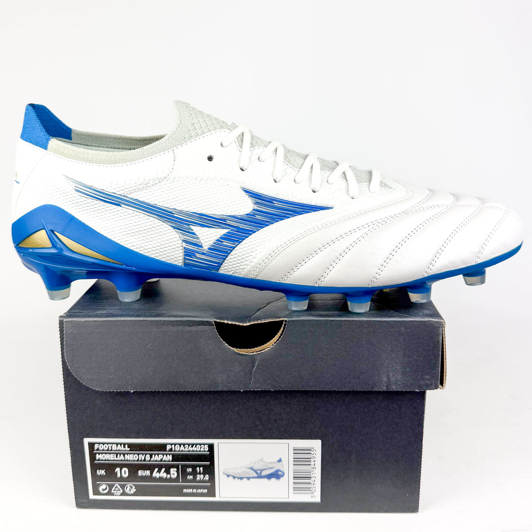 Mizuno Morelia Neo IV Beta Elite FG - Made in Japan - White/Laser Blue *In Box*