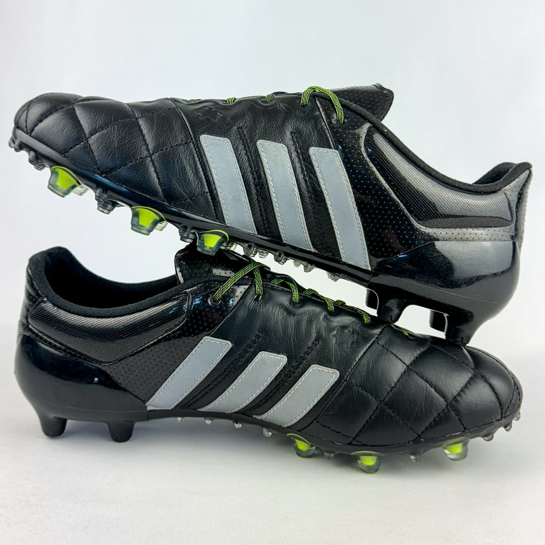 Adidas Ace 15.1 Leather FG - Black/Silver Metallic/Solar Yellow *Wore Once*