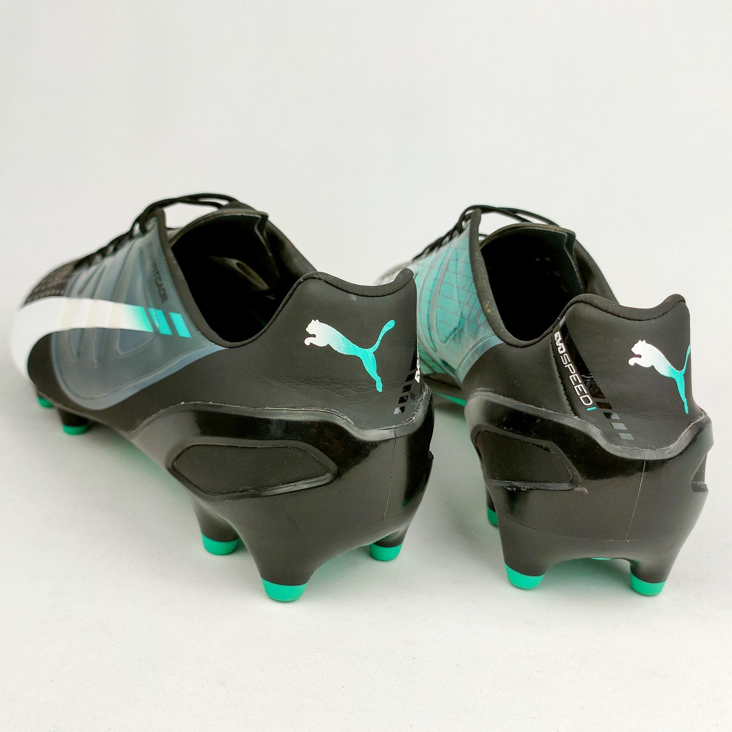 Puma evoSPEED 1.3 FG Black White Pool Green Turbulence As New PM Boots