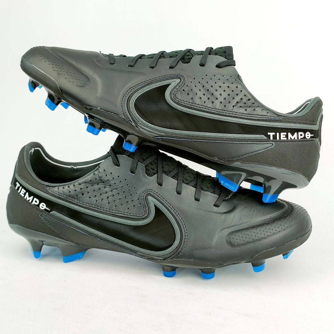 Nike Tiempo Legend 9 Elite FG - Black/Summit White/Light Photo Blue/Dark Smoke Grey *Brand New*